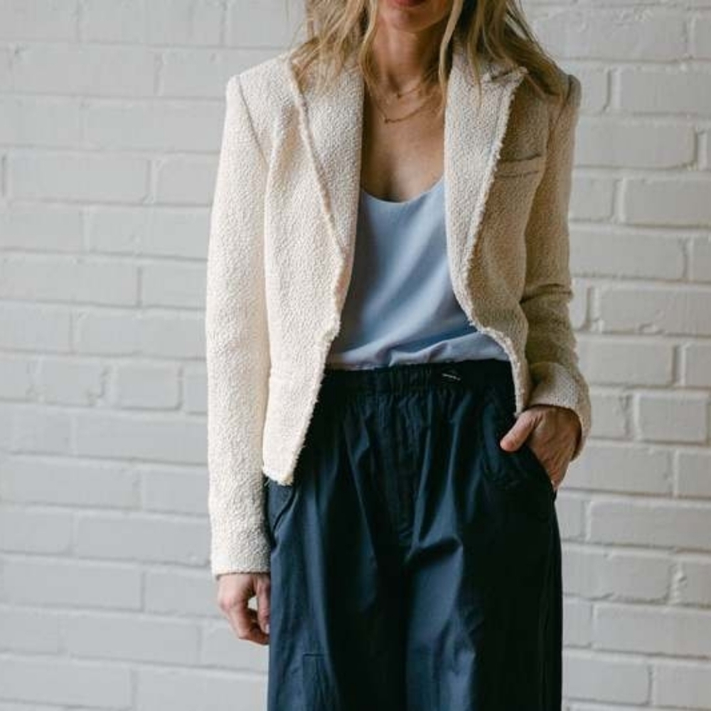 Rag & Bone Ellie Cotton Tweed Blazer Ecru Women's Size 10 NWT - Picture 2 of 9